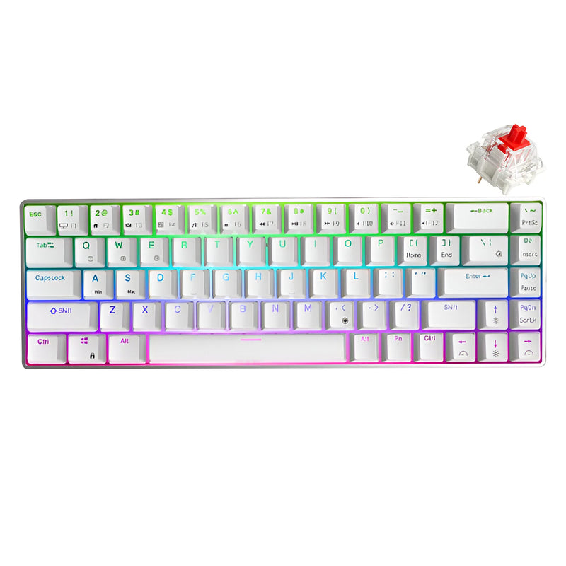 Royal Kludge RK68PRO Tri-Mode RGB 68 Keys Hot Swappable Mechanical Keyboard White