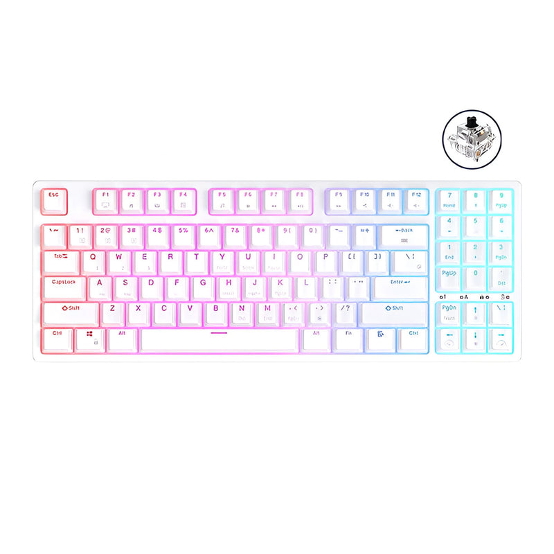 ROYAL KLUDGE RK92 Tri-Mode RGB 92 Keys Hot Swappable Mechanical Keyboard White (Brown Switch)