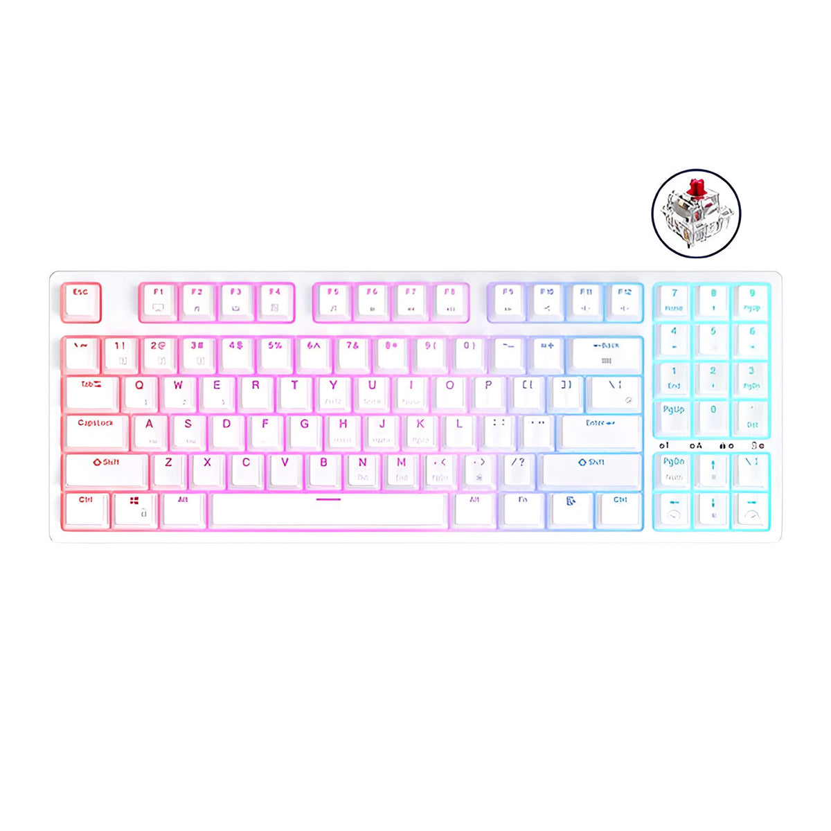 Royal Kludge RK92 Tri-Mode RGB 92 Keys Hot Swappable Mechanical Keyboard White (Red Switch)