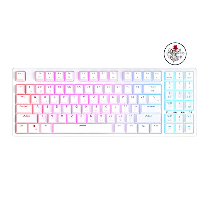 Royal Kludge RK92 Tri-Mode RGB 92 Keys Hot Swappable Mechanical Keyboard White (Red Switch)