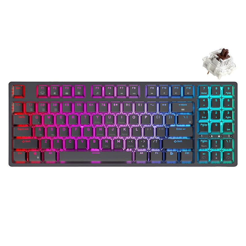 Royal Kludge RK92 Tri-Mode RGB 92 Keys Hot Swappable Mechanical Keyboard Black (Brown Switch) - DataBlitz