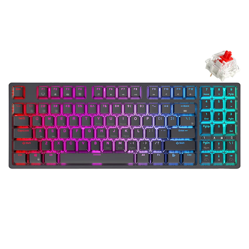 Royal Kludge RK92 Tri-Mode RGB 92 Keys Hot Swappable Mechanical Keyboard Black (Red Switch) - DataBlitz