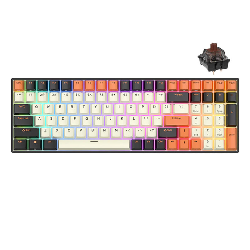 Royal Kludge RK100 Tri-Mode RGB 100-Keys Hot Swappable Mechanical Keyboard (Black Orange)