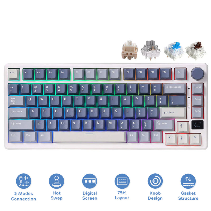 Royal Kludge RK-M75 Tri-Mode RGB 81 Keys Hot-Swappable Mechanical Keyboard