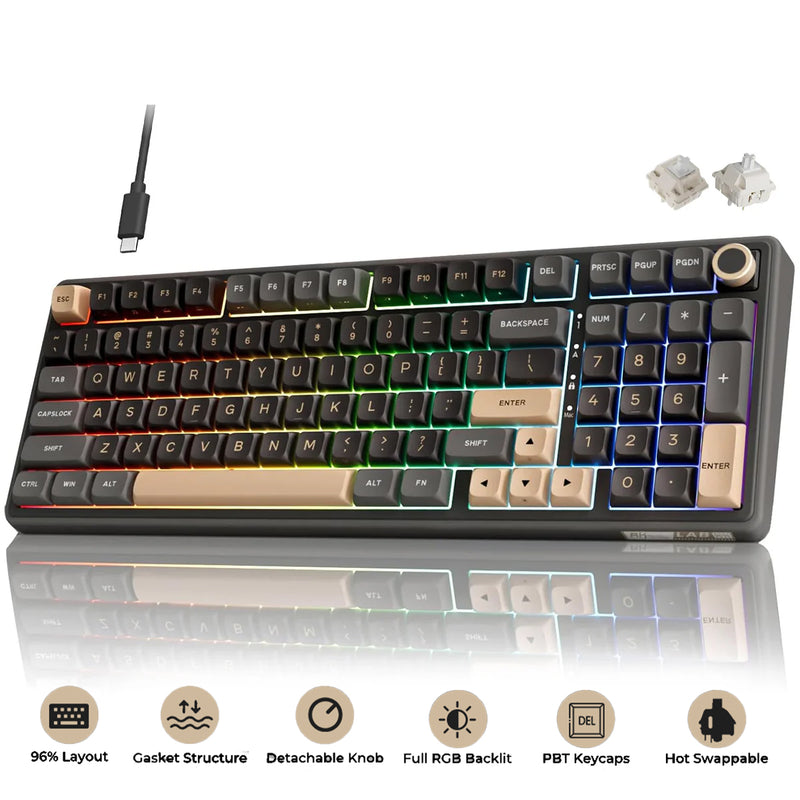 Royal Kludge R98Pro Wired RGB 98 Keys Hot-Swappable Mechanical Keyboard Phantom