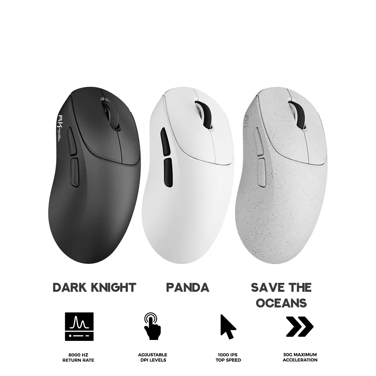 Royal Kludge MG5 8K Polling Rate Tri-mode Gaming Mouse (Dark Knight, Panda, Save the Oceans)