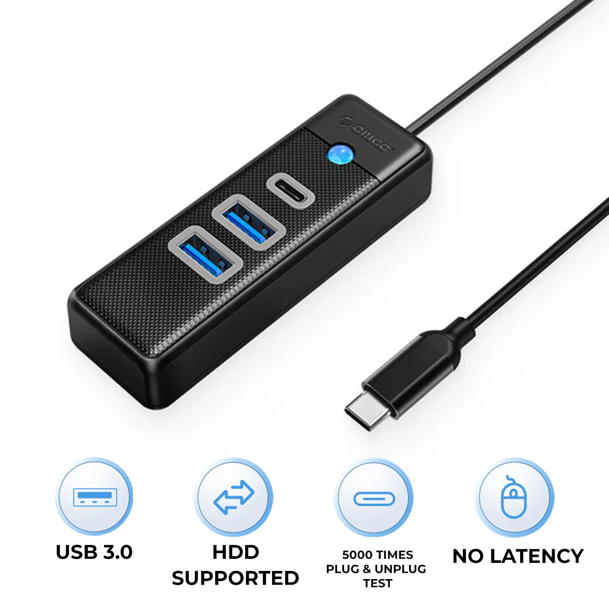 Orico 3-Port USB-C 3.0 Hub (PWC2U-C3) (Black)