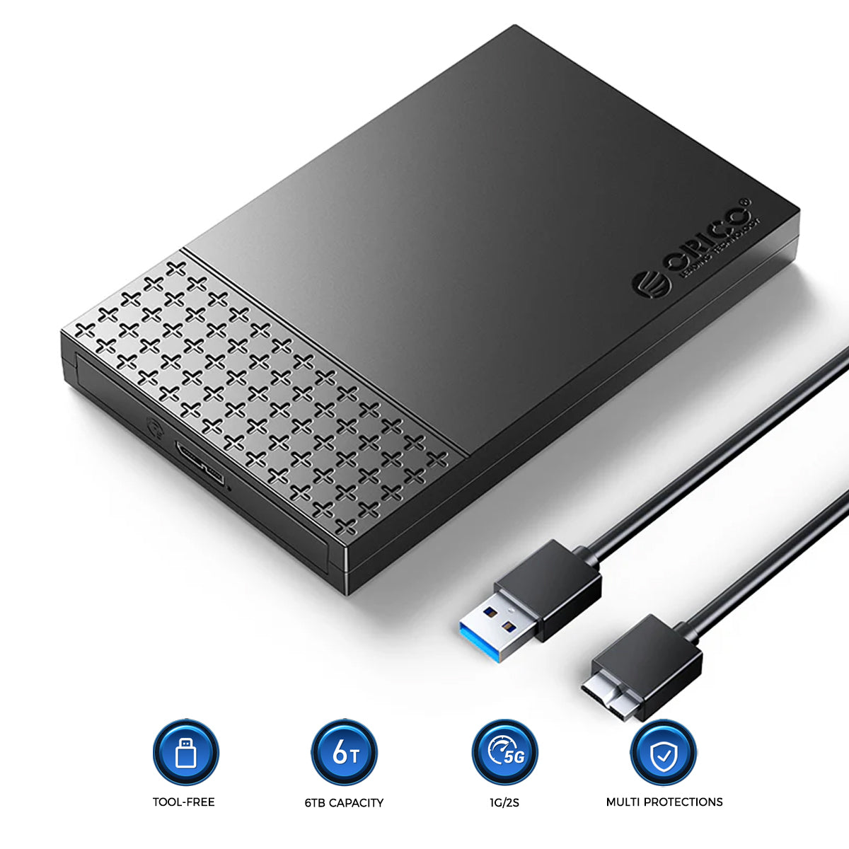 Orico 2526U3-V1 2.5-Inch USB 3.0 Micro-B Hard Drive Enclosure (Black)