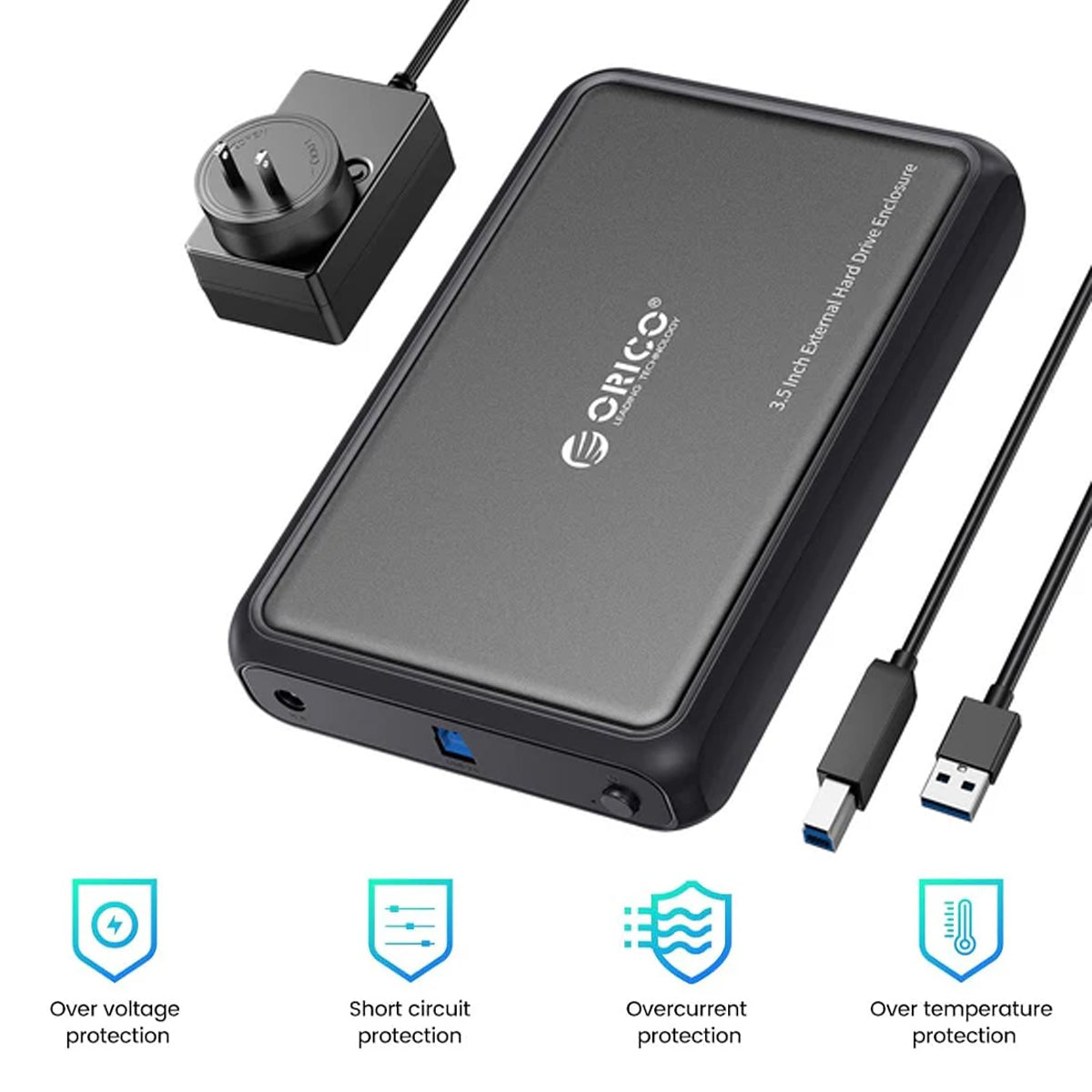 Orico Hard Drive HDD Enclosure USB-B to USB-A 5Gbps (DDL35-U3) (Black)