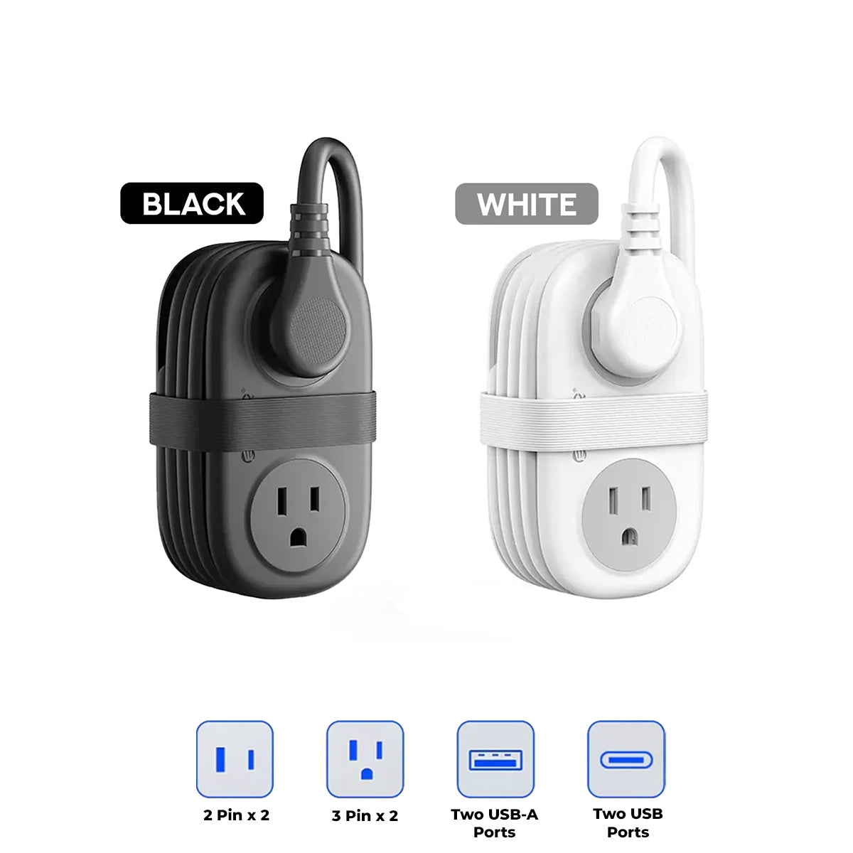 Orico AP3 7-Port 15.5W Travel Power Strip (Black, White)