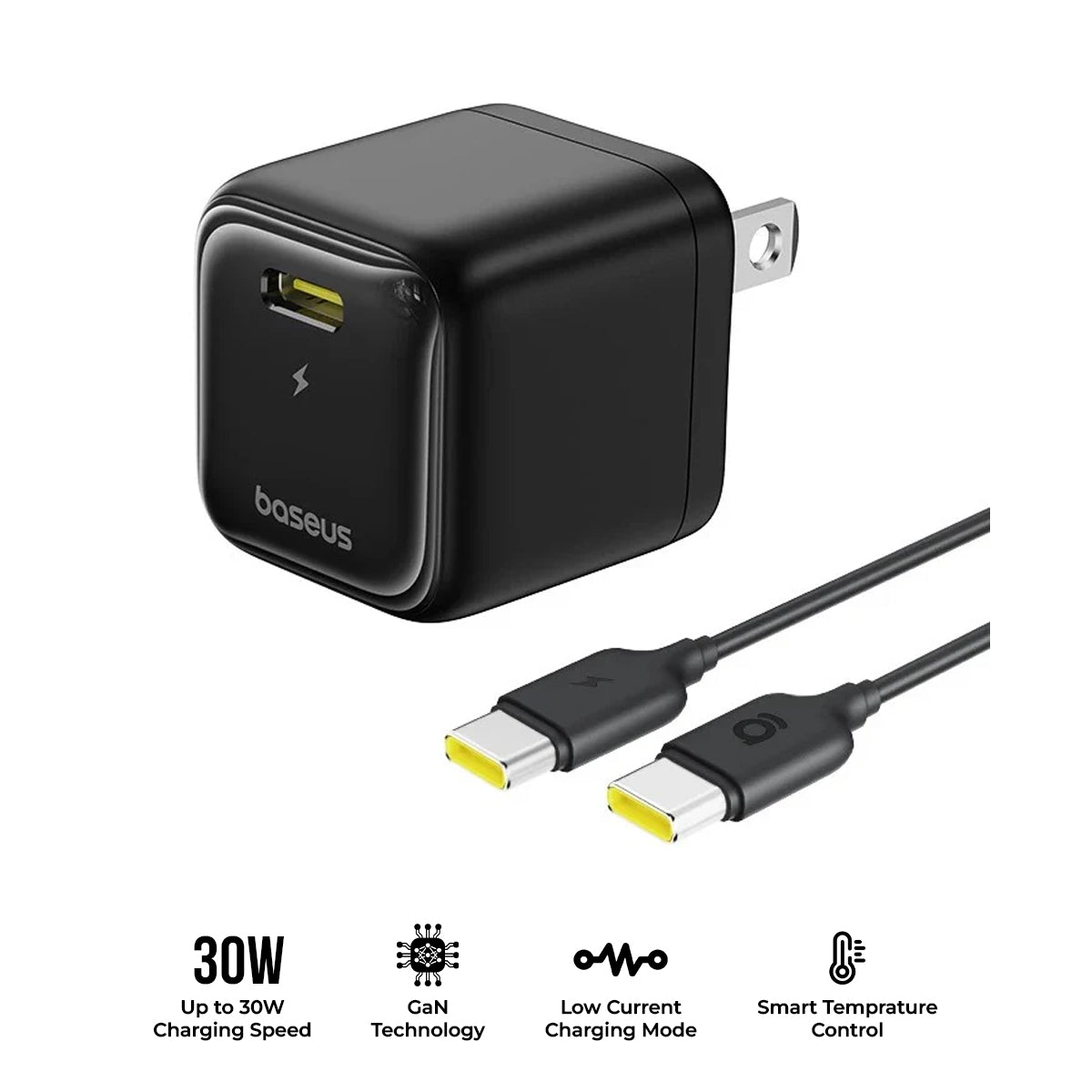 Baseus EnerFill FN21 Fast Charger 1C 30W includes USB-C to USB-C Cable 60W 1m (Cosmic Black) (E0122100)