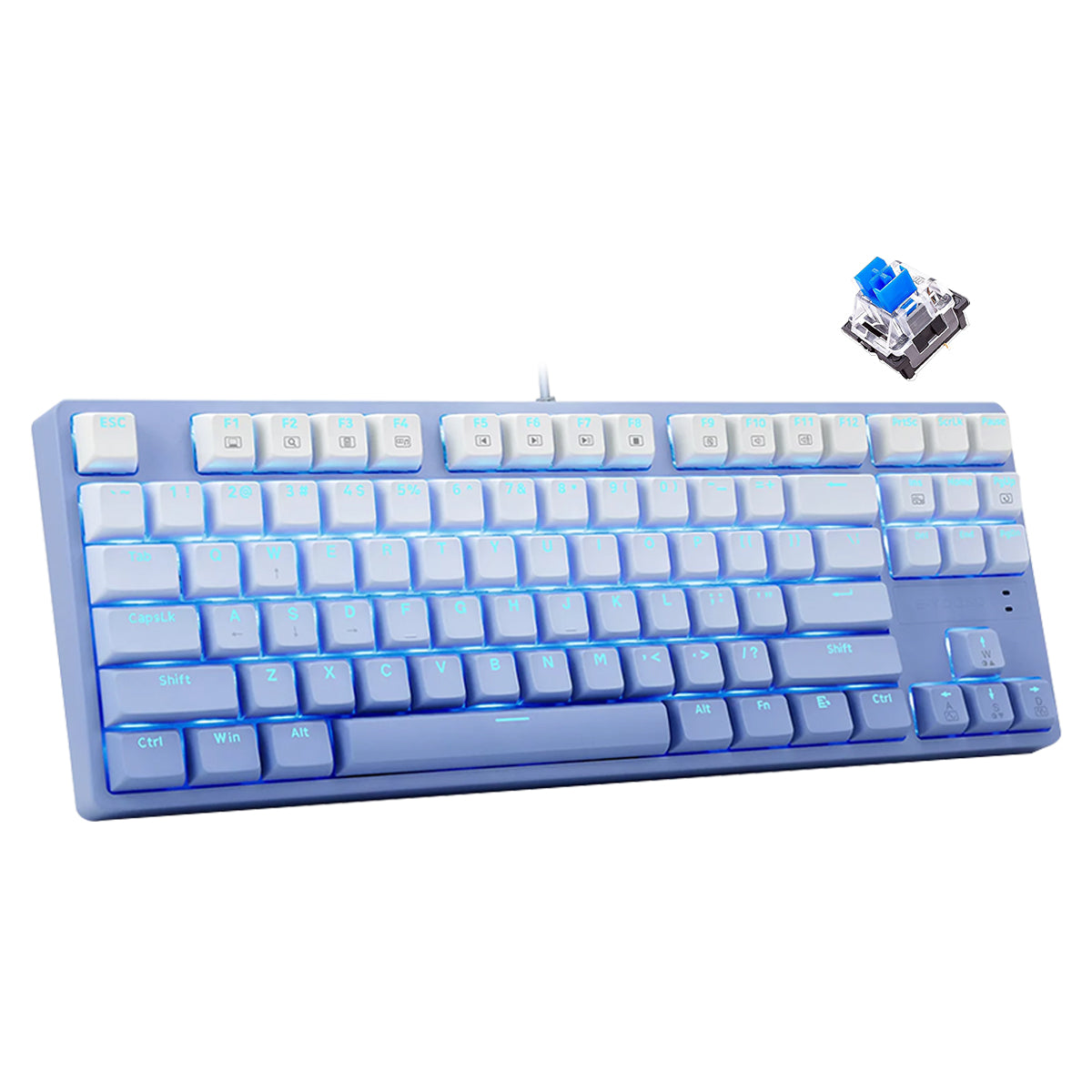 E-Yooso Z-87 Ice Blue Single Light 87 Keys Wired Mechanical Keyboard Blue/White (Gradient Blue)