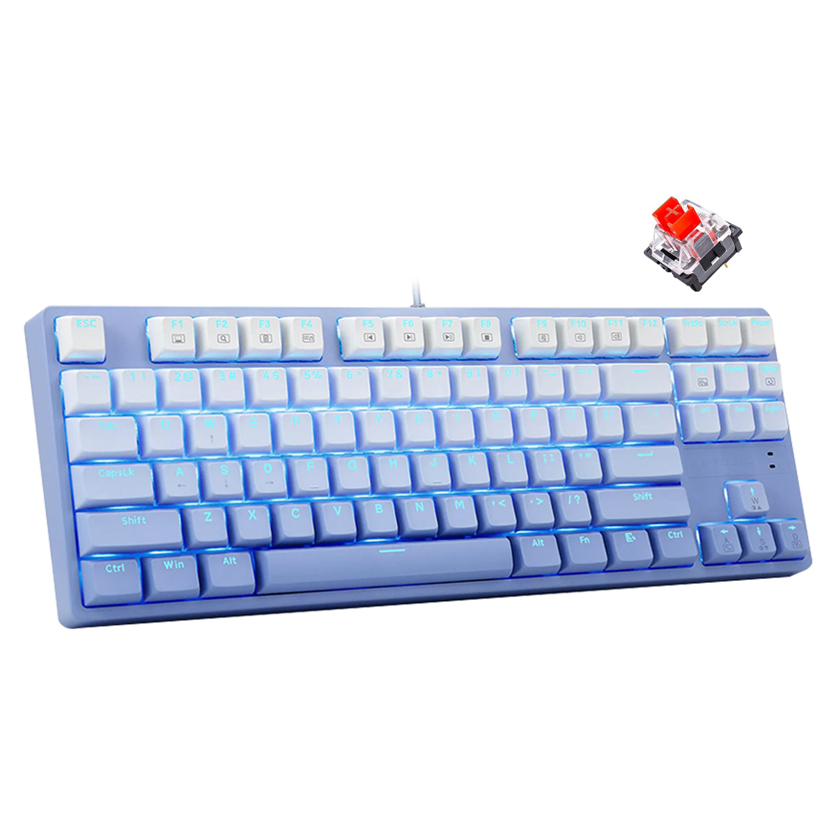 E-Yooso Z-87 Ice Blue Single Light 87 Keys Wired Mechanical Keyboard Blue/White (Gradient Blue)