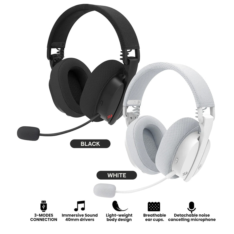 Redragon Luce Tri-mode Gaming Headset (H888) (Black, White)