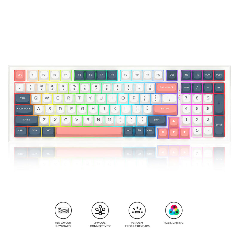Redragon K723WBR RGB Flamberge Pro 98 Keys 96% Hot-Swappable Wireless Mechanical Gaming Keyboard