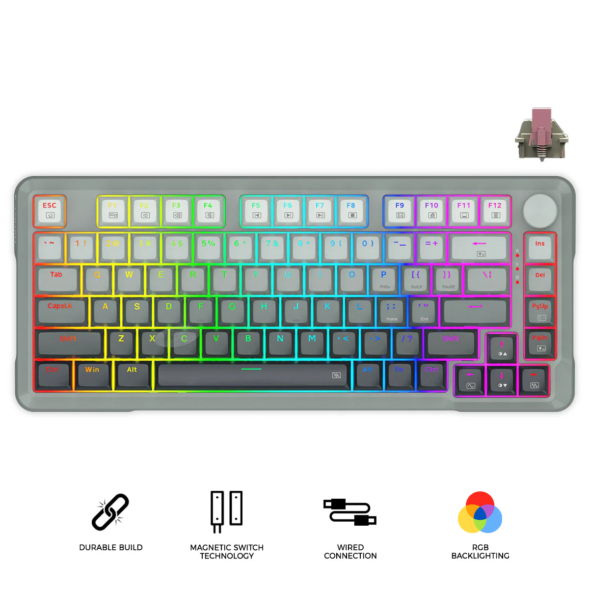 E-Yooso HZ-82 RGB 82-Keys Wired Mechanical Keyboard Gradient Grey (Magnetic Switch)