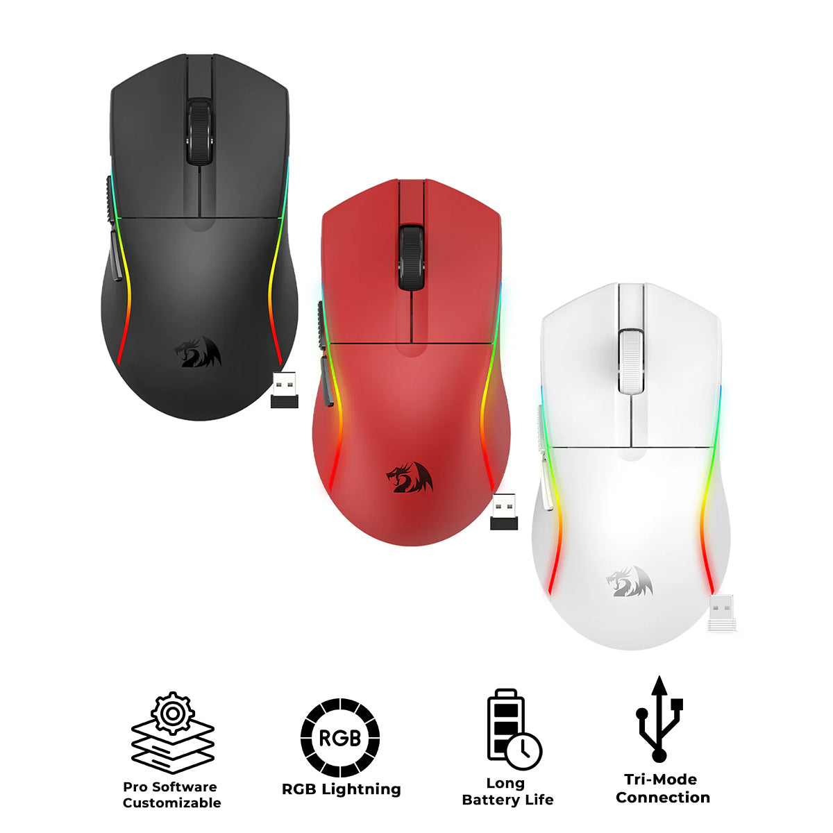 Redragon Deicide Lite RGB Tri-Mode 10000DPI Ultra Lightweight Gaming Mouse