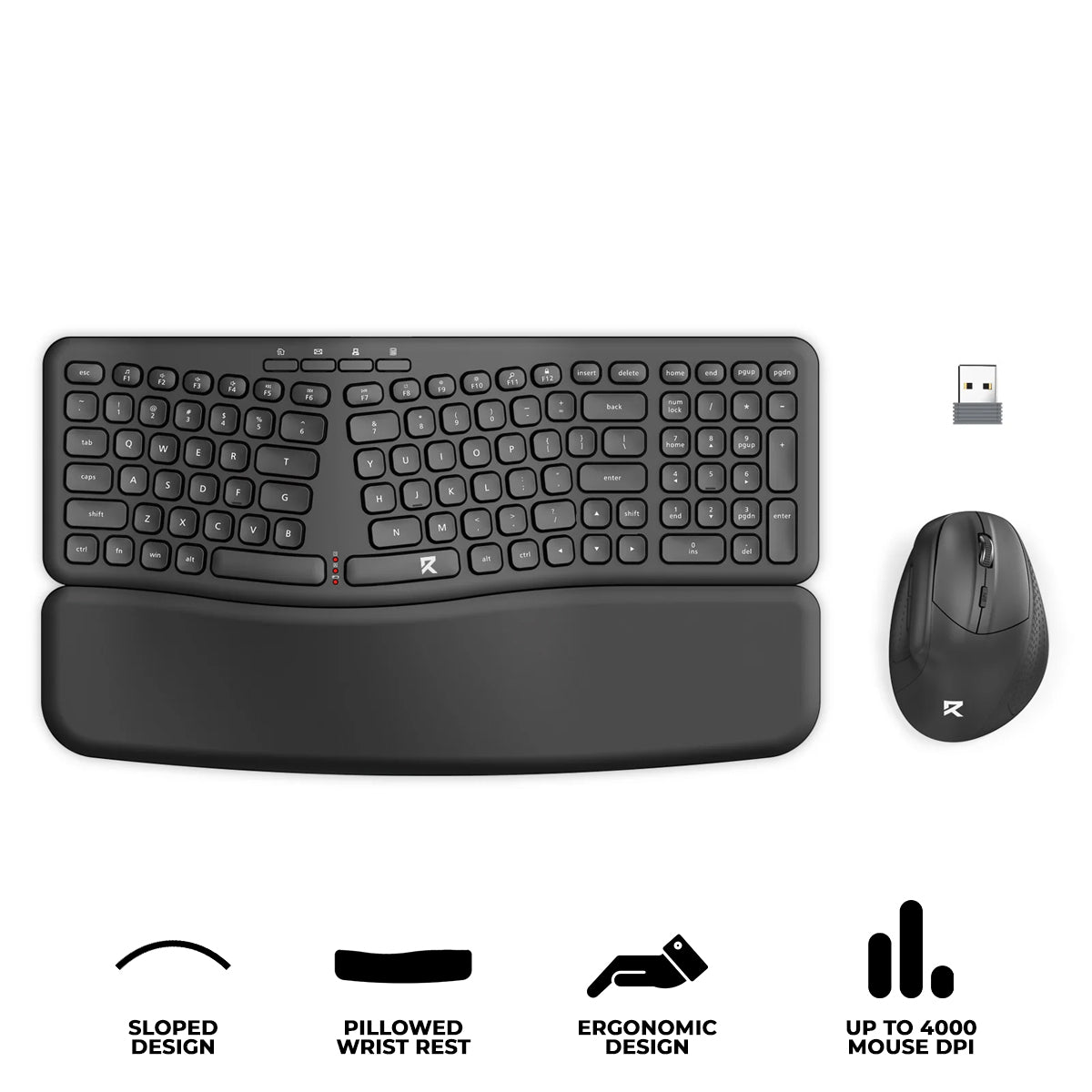 Redragon BS-7162MAX 2.4G Wireless Ergonomic Keyboard & Mouse Bundle (Black)