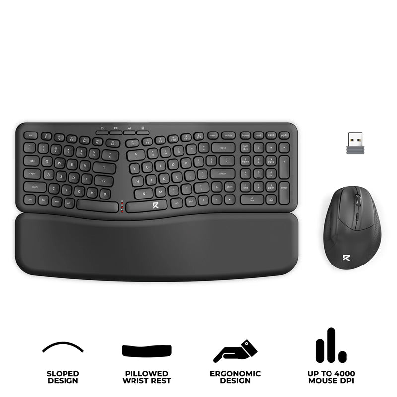 Redragon BS-7162MAX 2.4G Wireless Ergonomic Keyboard & Mouse Bundle (Black)