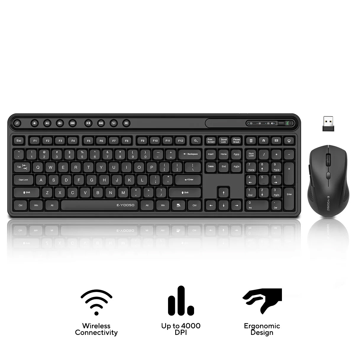 E-Yooso Z-747 Wireless Keyboard and Mouse Combo (Black)