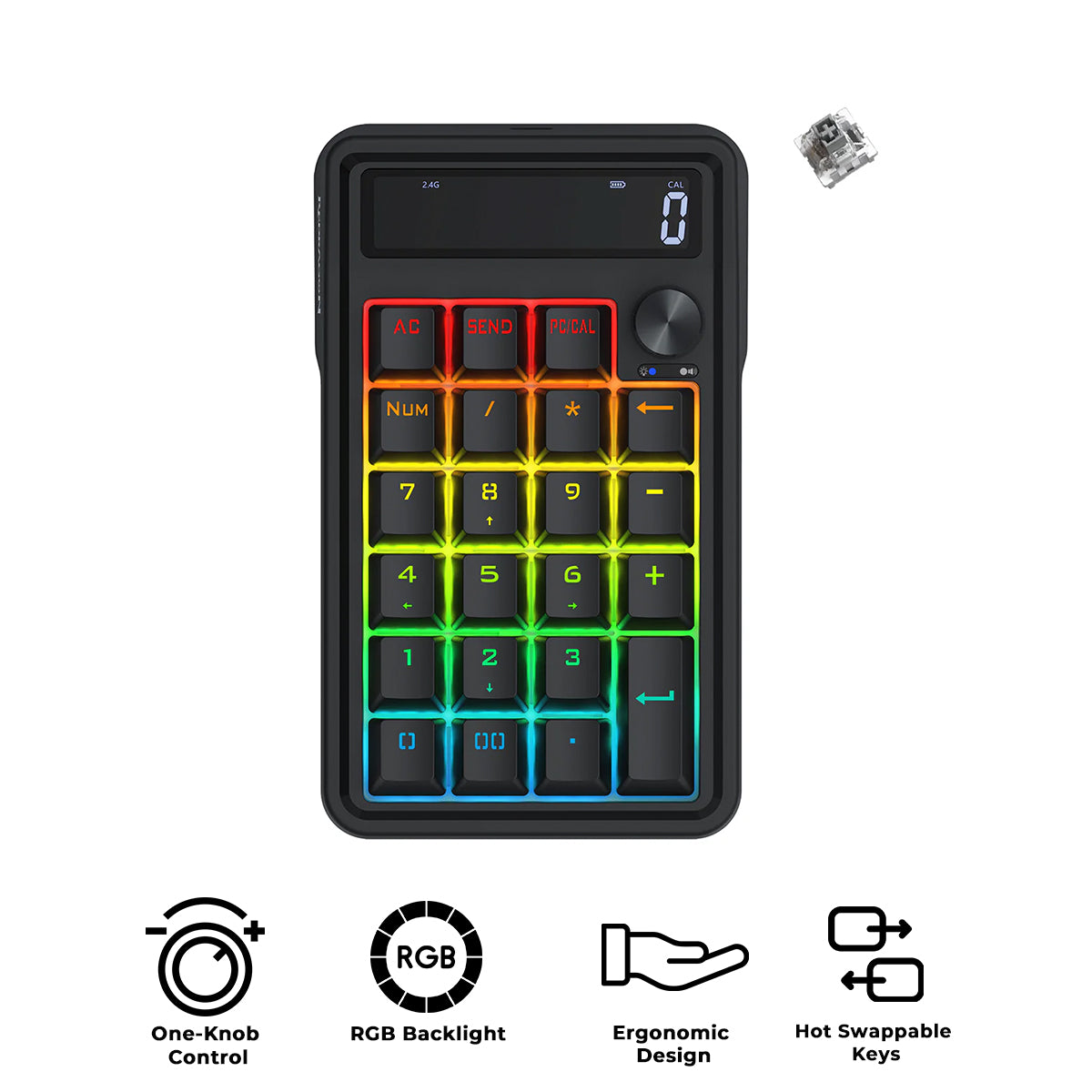 Redragon Cove Wireless K733 RGB Hot-Swappable Gasket Mounted Digital Mechanical Numpad (RPC Linear Switch)