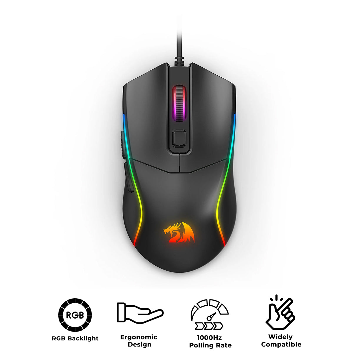 Redragon Bat M731 RGB 10000DPI Wired Gaming Mouse (Black)