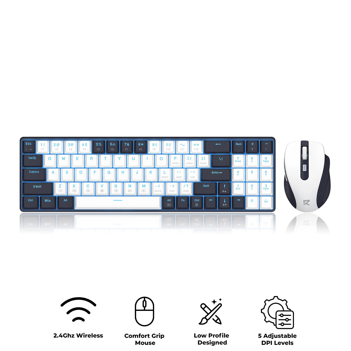 Redragon BS-8773-VB 2.4G Wireless Mechanical Keyboard & Mouse Bundle (White/Black)