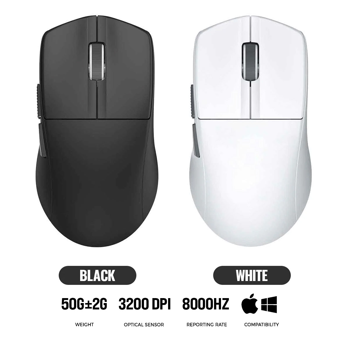 E-Yooso X-44 Pro+ Lightweight Tri-Mode Gaming Mouse (Black, White)