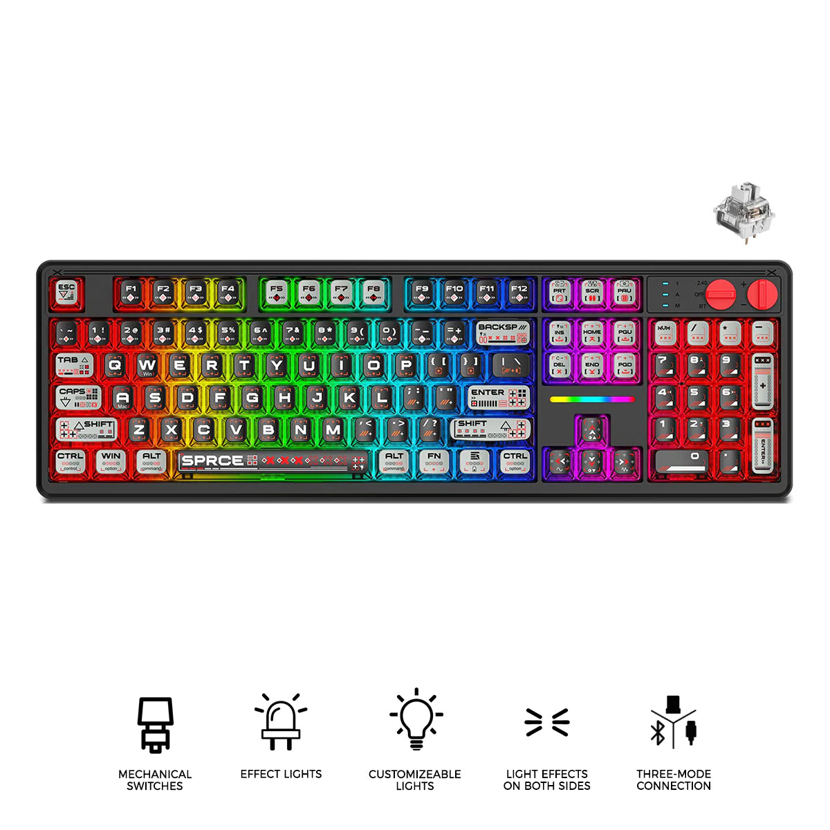 E-Yooso Z-104 RGB Tri-Mode Mechanical Keyboard Transparent Black-Grey (Silverwood Switch)