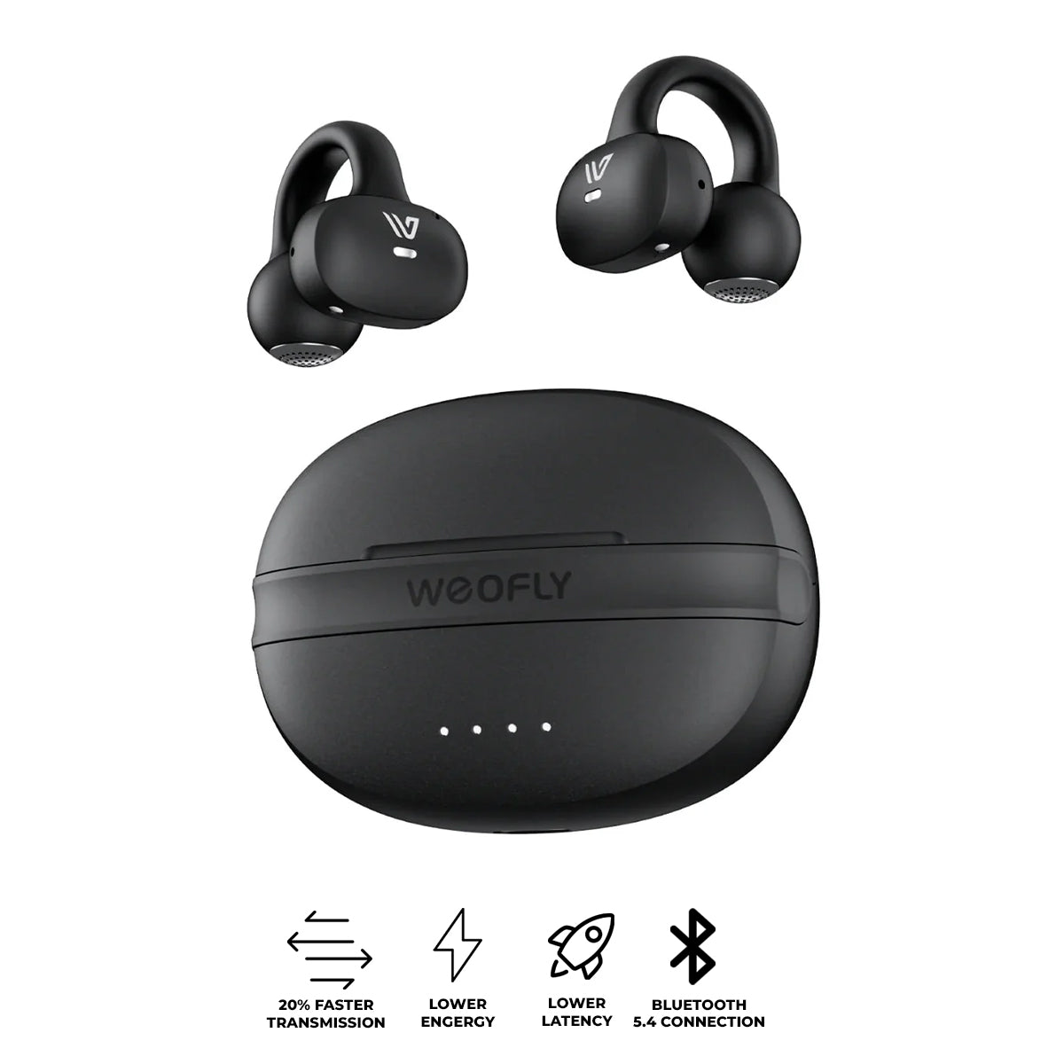 Weofly ClipFits Clip-on Earbuds (Black) (WFCF881BL)