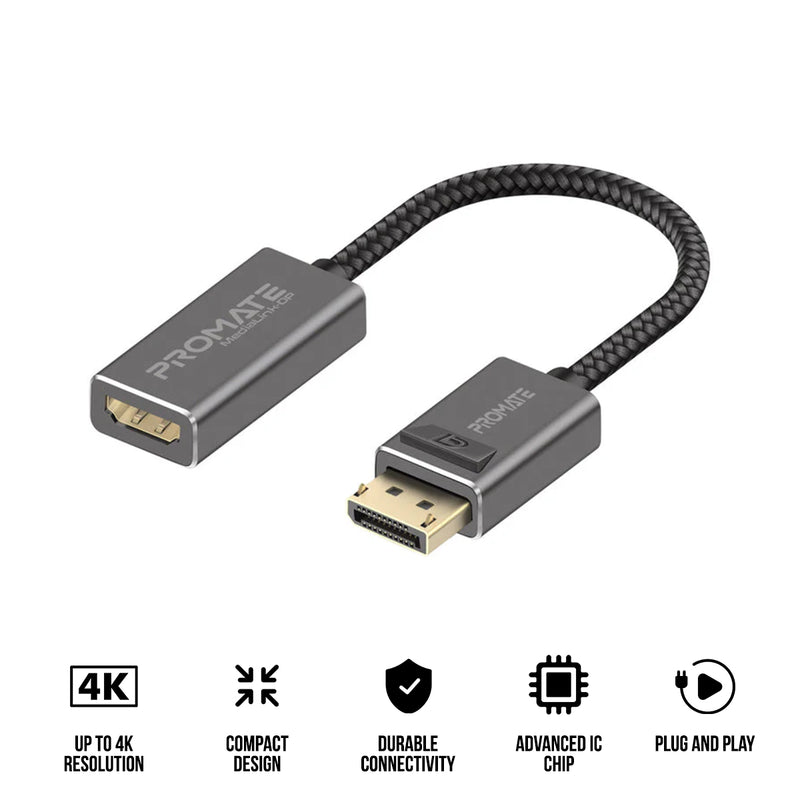 Promate MediaLink-DP 4K@60Hz High Definition DisplayPort to HDMI Adapter