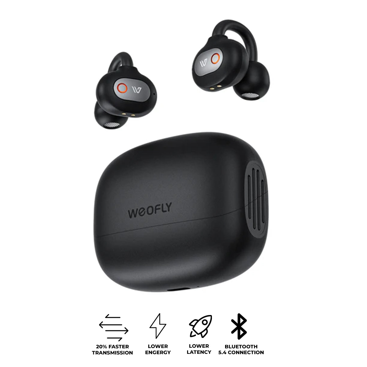 Weofly ClipFits Lite Clip-on Earbuds (Black) (WFCL728BL)