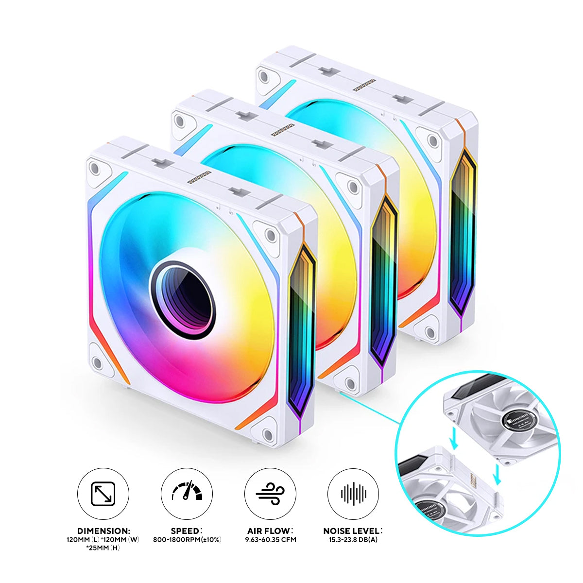 Jonsbo ZL-120W ARGB 3-in-1 Magic Fan (White)