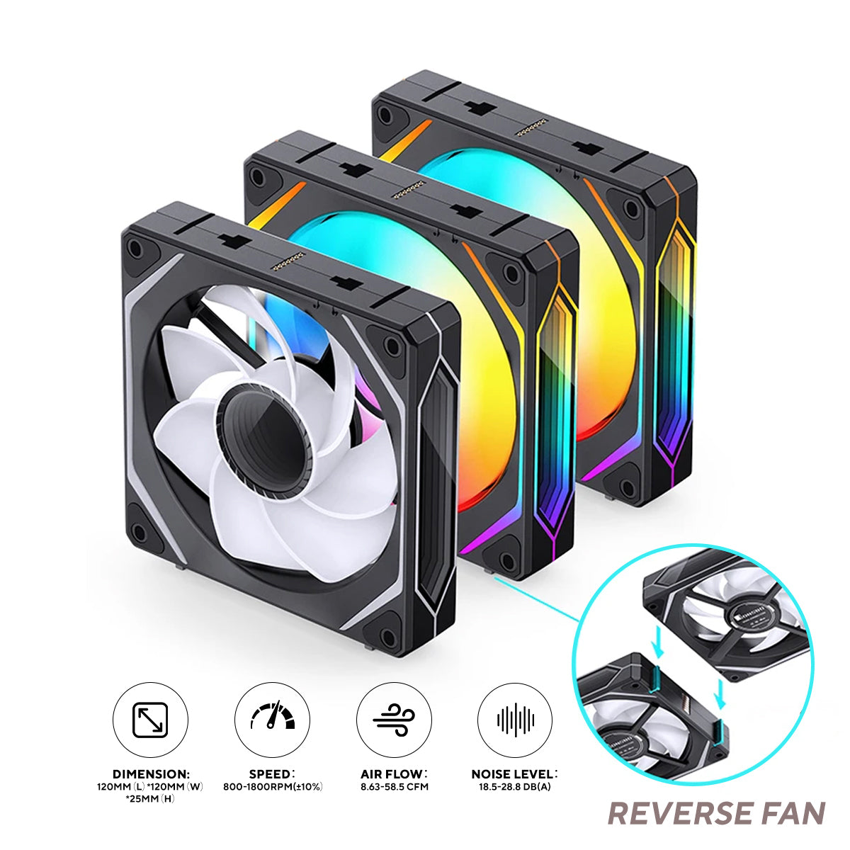 Jonsbo ZL-120BR ARGB 3-in-1 Reverse Magic Fan (Black)