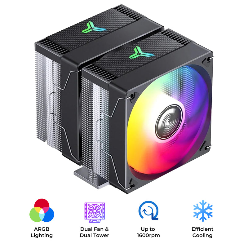 Jonsbo CR-3000E ARGB 120MM Dual-Fan / Dual-Tower CPU Cooler (Black)