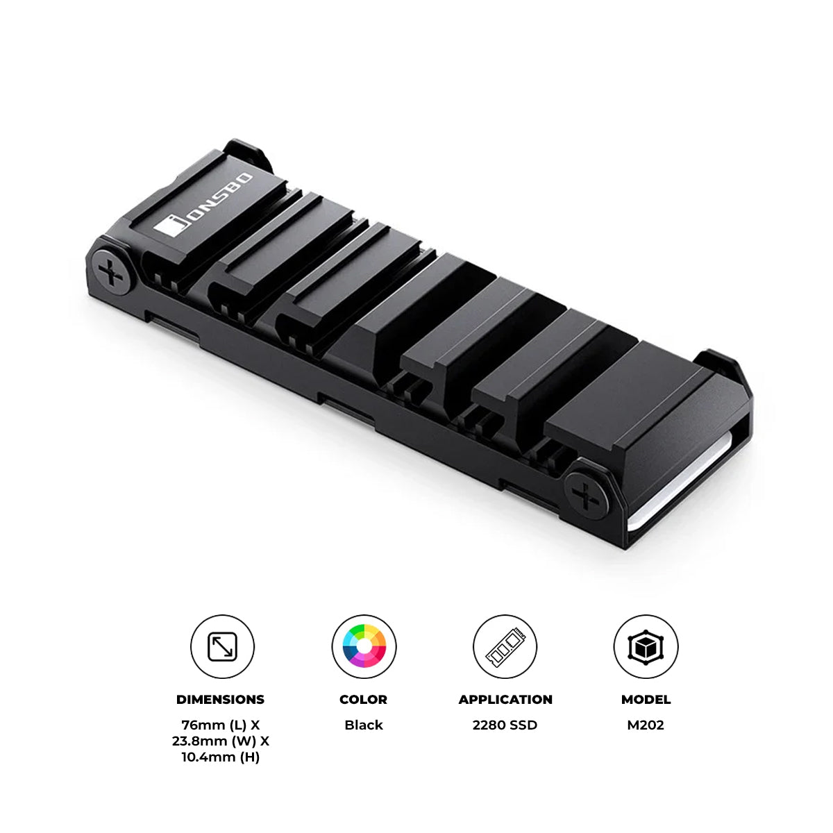 Jonsbo M202 M.2 2280 SSD Air Cooling Radiator (Black)