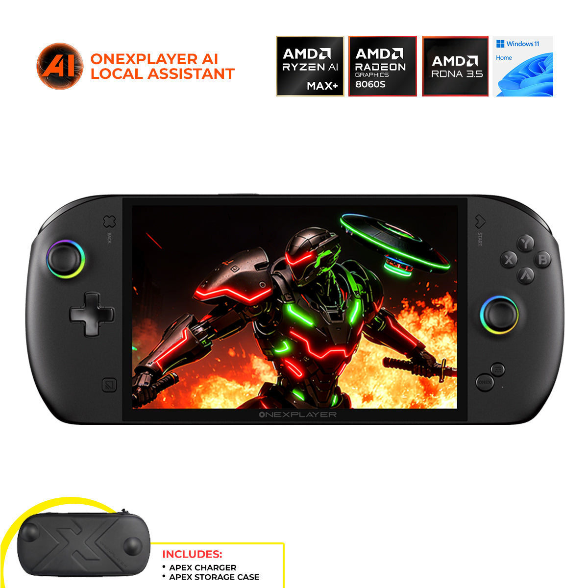 OneXPlayer APEX Standard Version AMD Ryzen AI Max+ 395 8" Full IPS LCD Screen 48GB RAM LPDDR5x 1TB SSD Windows 11 Handheld Gaming Console + APEX Charger + APEX Storage Case
