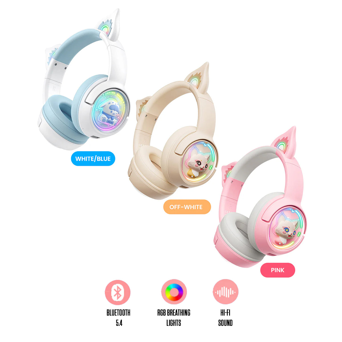 Onikuma B5 RGB Cat Ear Wireless Gaming Headset