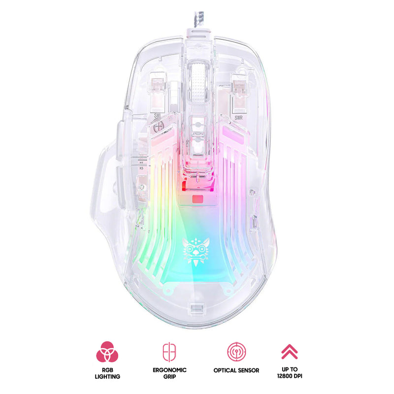 Onikuma CW923 RGB Wired eSports Gaming Mouse (Transparent)