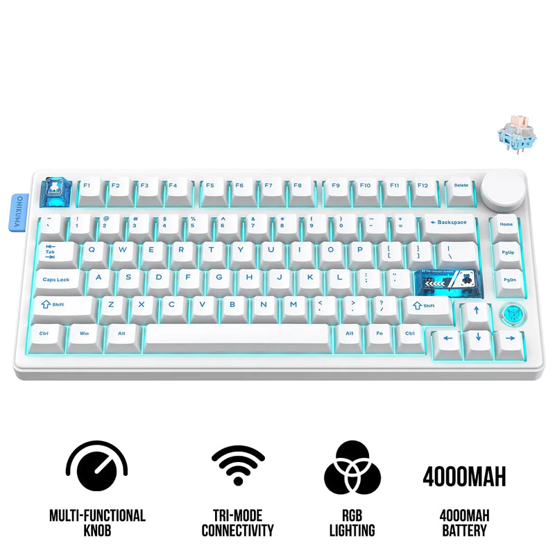 Onikuma MT706 Tri-Mode RGB 81 Keys Mechanical Keyboard with Knob