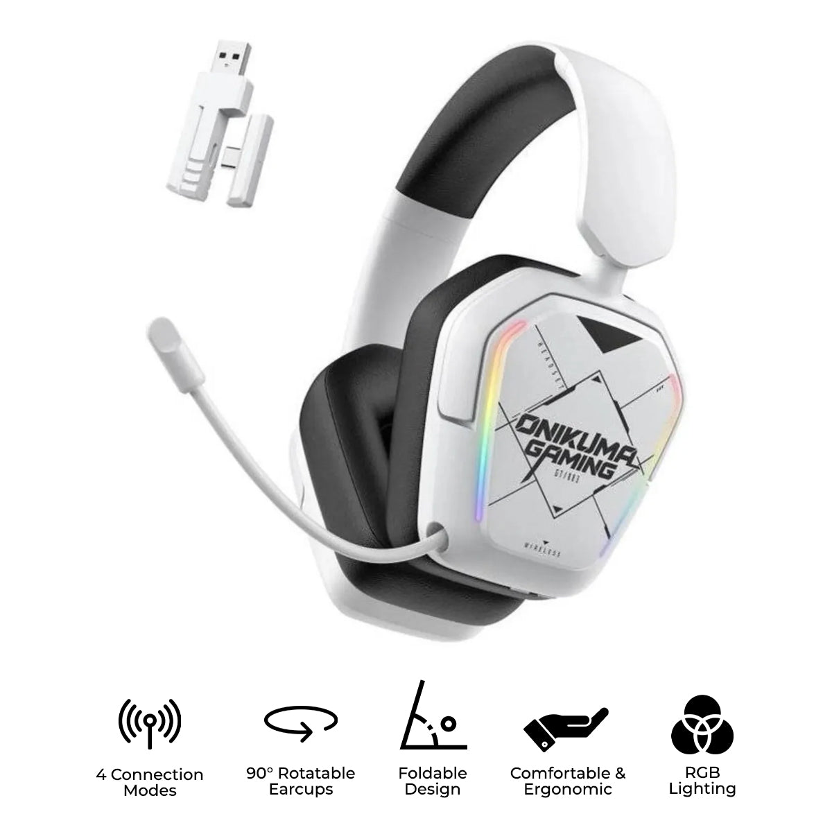 Onikuma GT883 4-Mode Gaming Headset (White/Black)