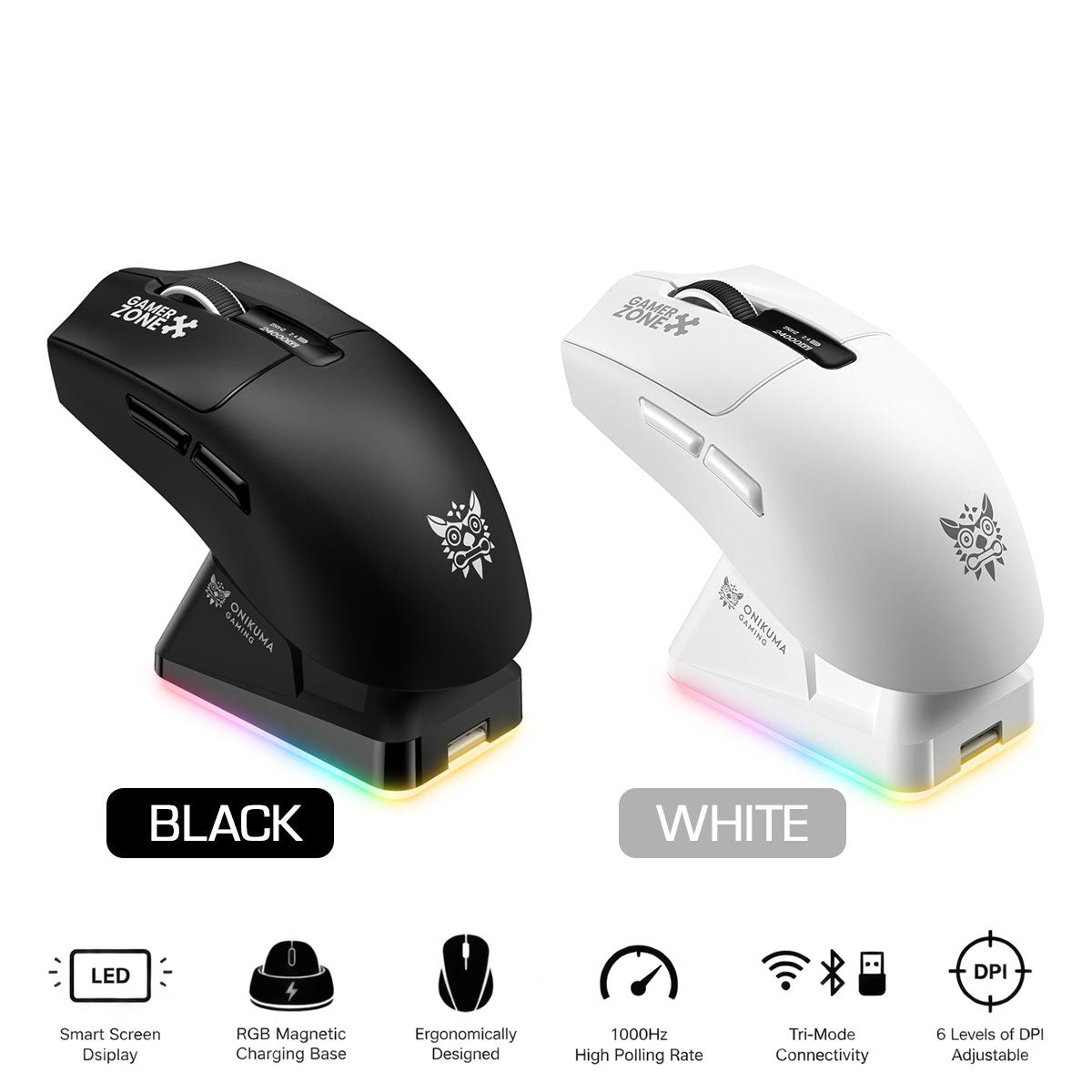 Onikuma DM10 Tri-Mode RGB Wireless Gaming Mouse