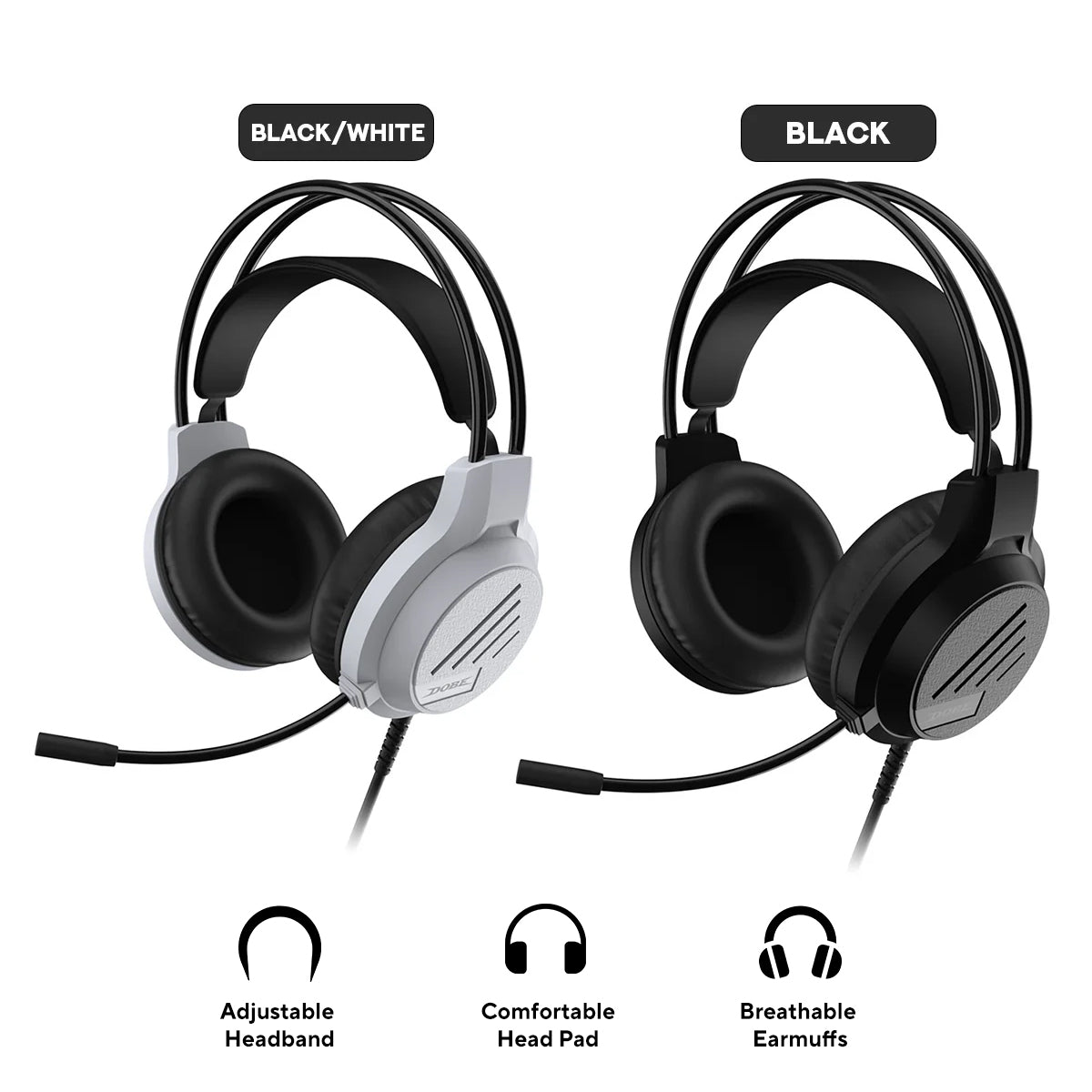 Dobe Stereo Headphone for PS5/PS4/Xbox/Switch/PC (TP5-3592) (Black/White, Black)