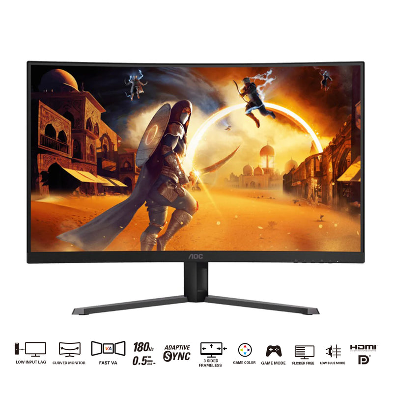 AOC CQ32G4E 31.5" QHD (2560x1440) 180Hz 0.5ms Adaptive-Sync Fast VA Curved Gaming Monitor (Black/Red)