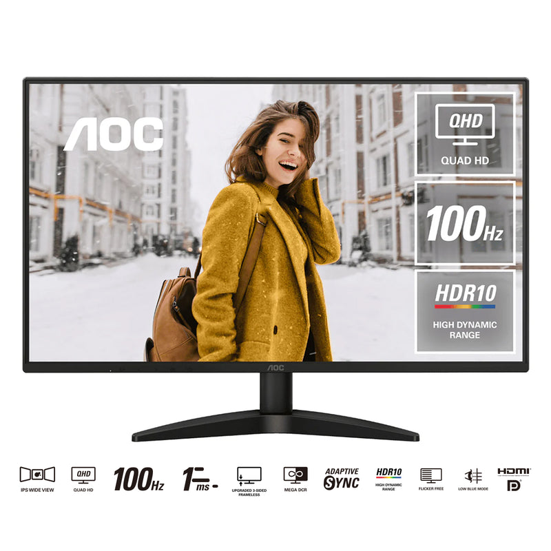 AOC Q27B36 27" QHD (2560x1440) 100Hz 1ms MPRT Ultra Narrow Bezel IPS Monitor (Black)