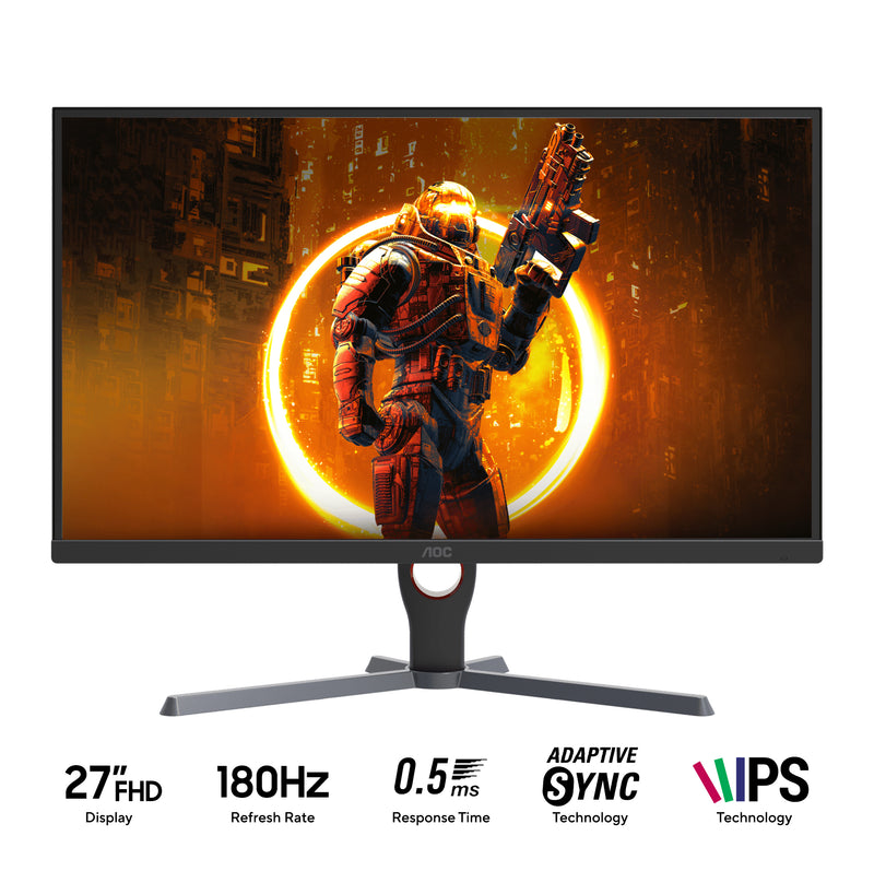 AOC 27G11E/71 27" FHD (1920x1080) 180Hz 0.5ms Adaptive Sync IPS Gaming Monitor (Black/Red)