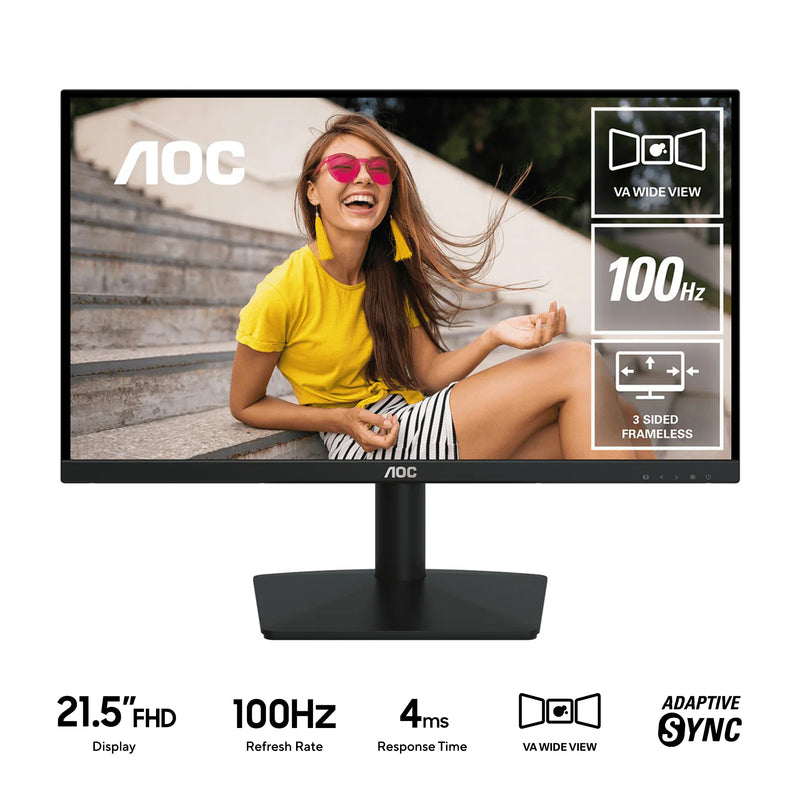 AOC 22B15HN/71 21.5" FHD (1920X1080) 100Hz 4ms GTG Adaptive Sync VA 3-Sided Frameless Monitor