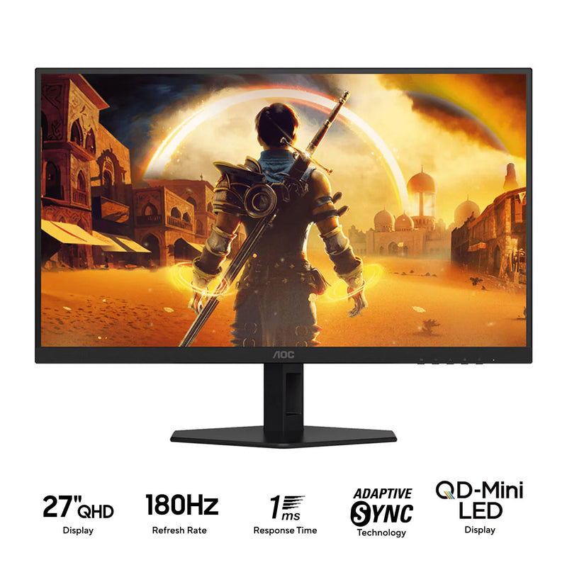 AOC Q27G40XMN/74 27" QHD (2560x1440) 180Hz 1ms GTG VA QD-MiniLED Gaming Monitor with Tilt Adjustment (Black/Red)