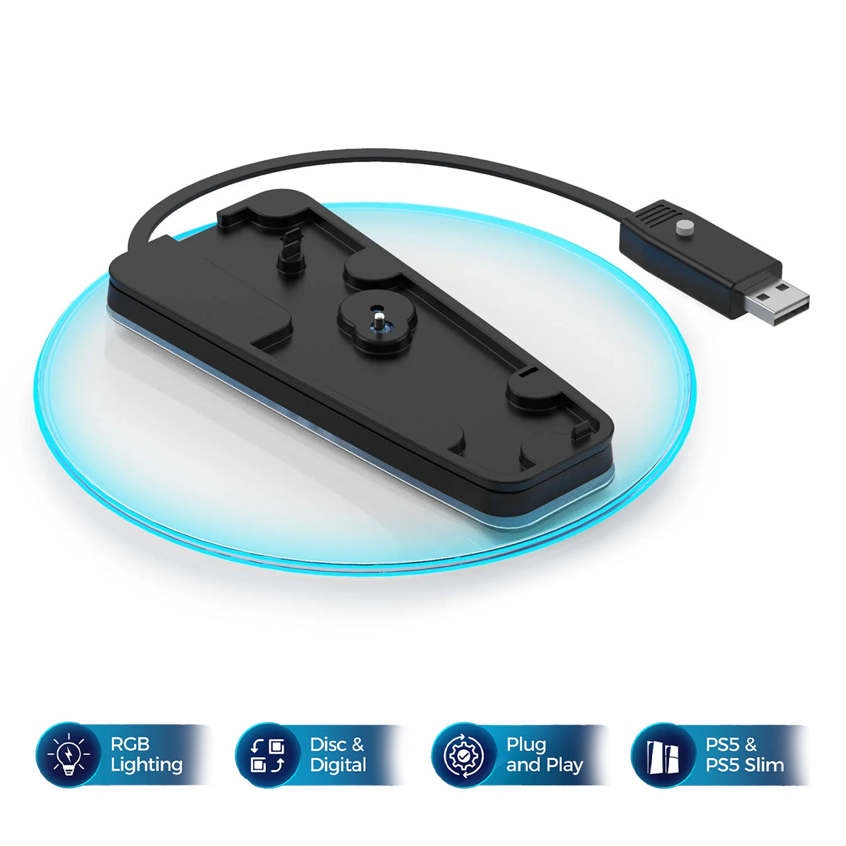 IINE Illuminated Vertical Stand for PS5 / PS5 Slim (Transparent) (L986)