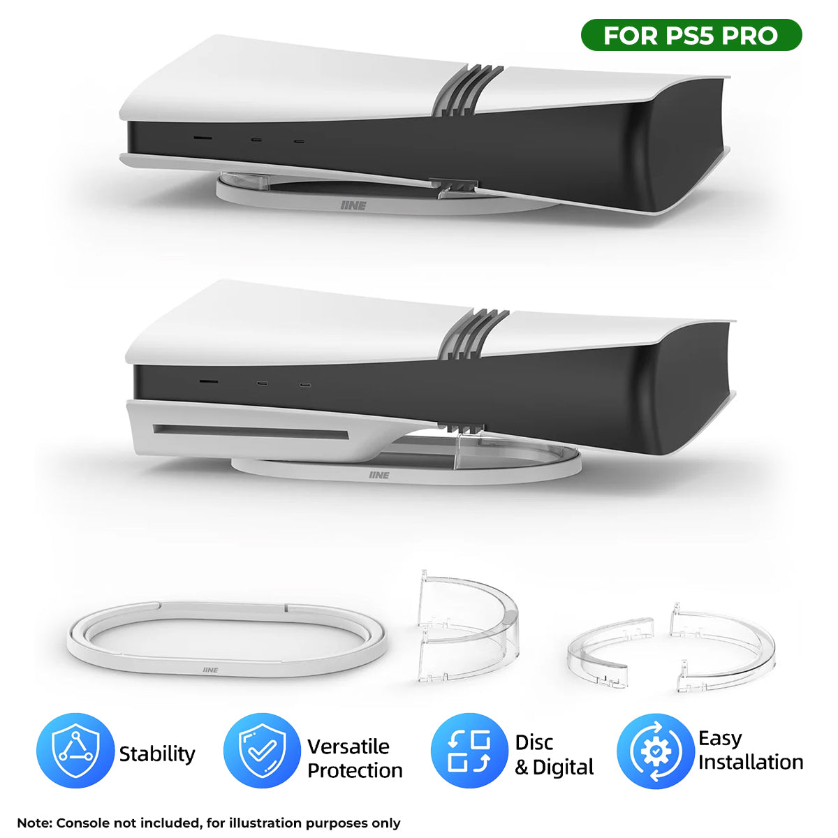 IINE Horizontal Stand for PS5 Pro (Transparent) (L1107)